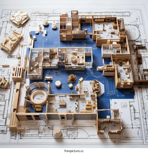 3D architectural visualization of a modern house plan