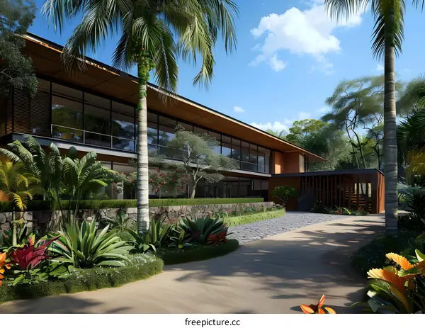 Tropical Modern House with Lush Greenery