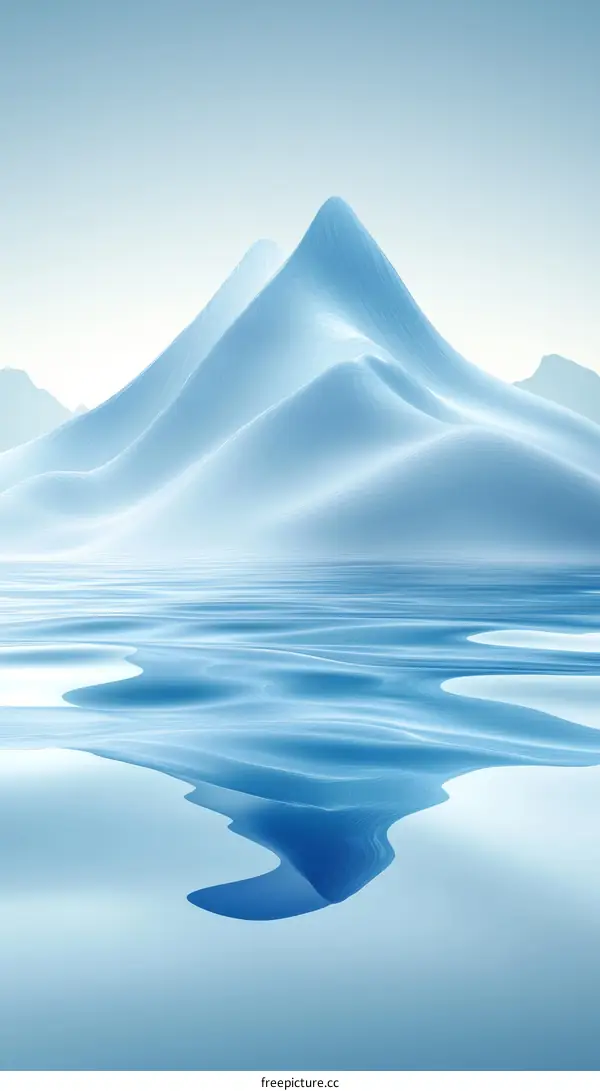 Abstract Blue Mountains and Water Reflection