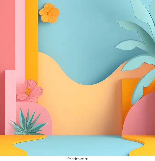Abstract Paper Cutout Summer Background