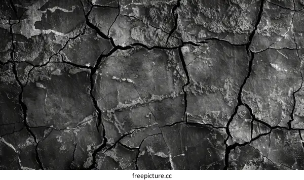 Black and white cracked ground texture