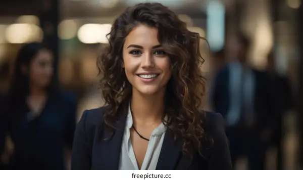 Portrait of a young professional woman smiling in an office environment