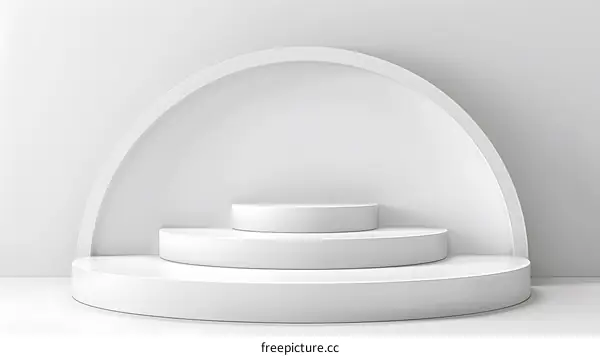 White Minimalist Product Display Podium with Arch