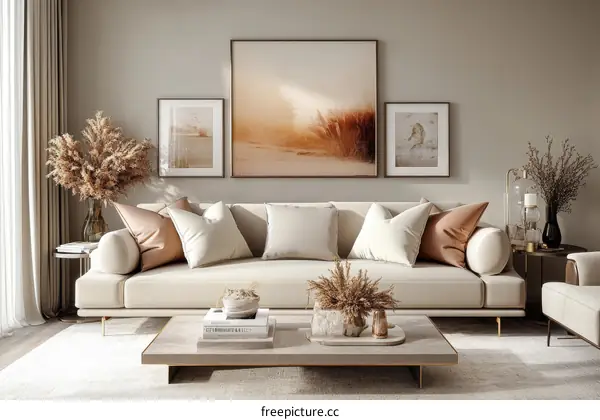 Modern Beige Living Room with Artwork