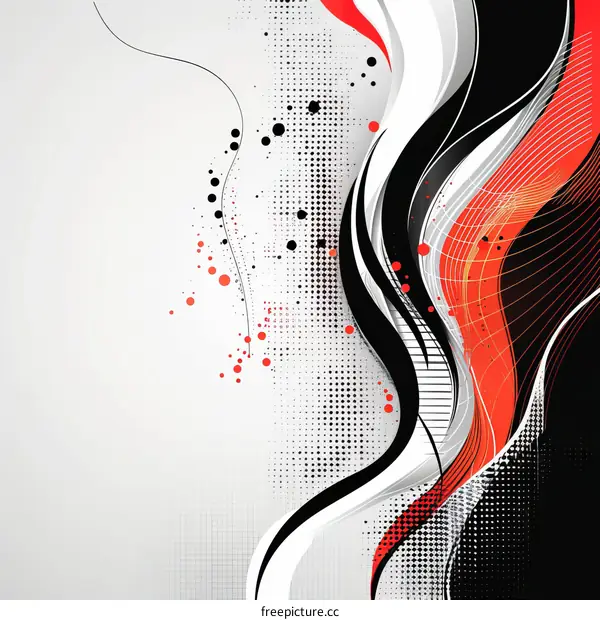 Abstract Red and Black Wave Background