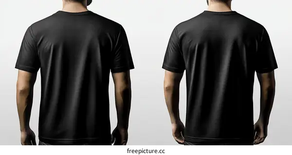Black T-shirt Mockup Back View of Two Men
