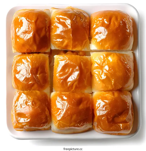 Freshly baked bread rolls on a white plate