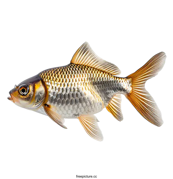 [Transparent Background PNG]Goldfish swimming on white background