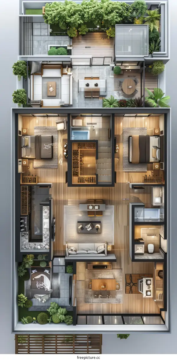 Top-View House with Rooftop Garden