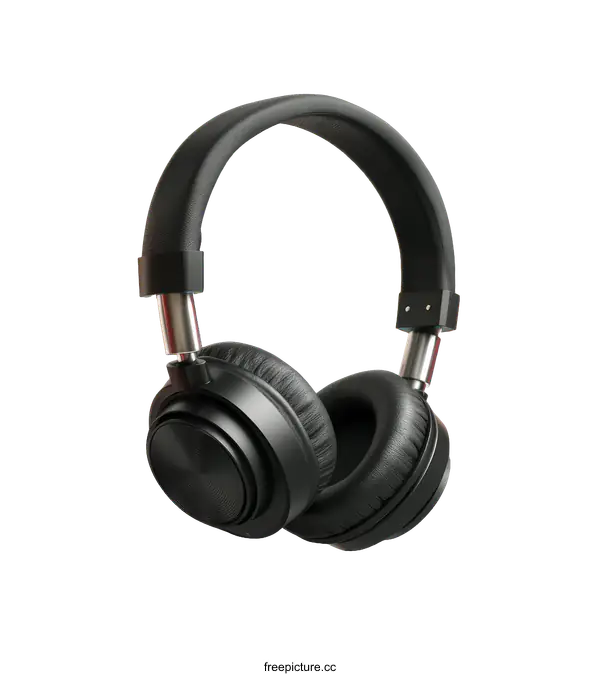 [Transparent Background PNG]Black Over-Ear Headphones Isolated on White Background