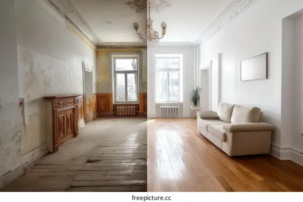 Before and After Renovation of a Classic Room