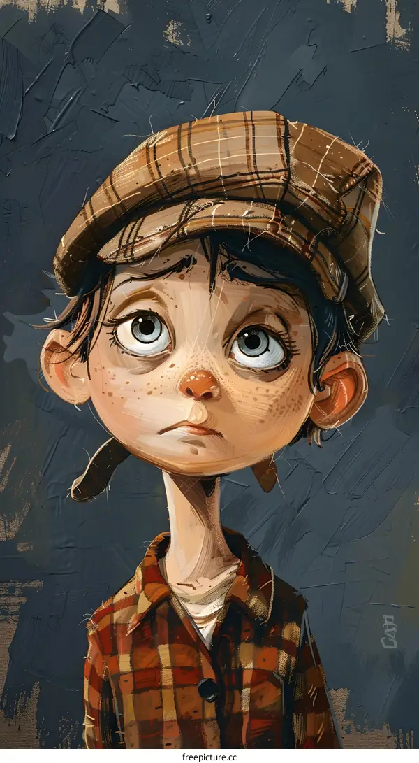 boy in a cap looking up