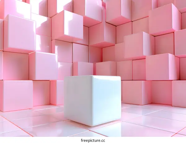 Pink And White Cubes Background