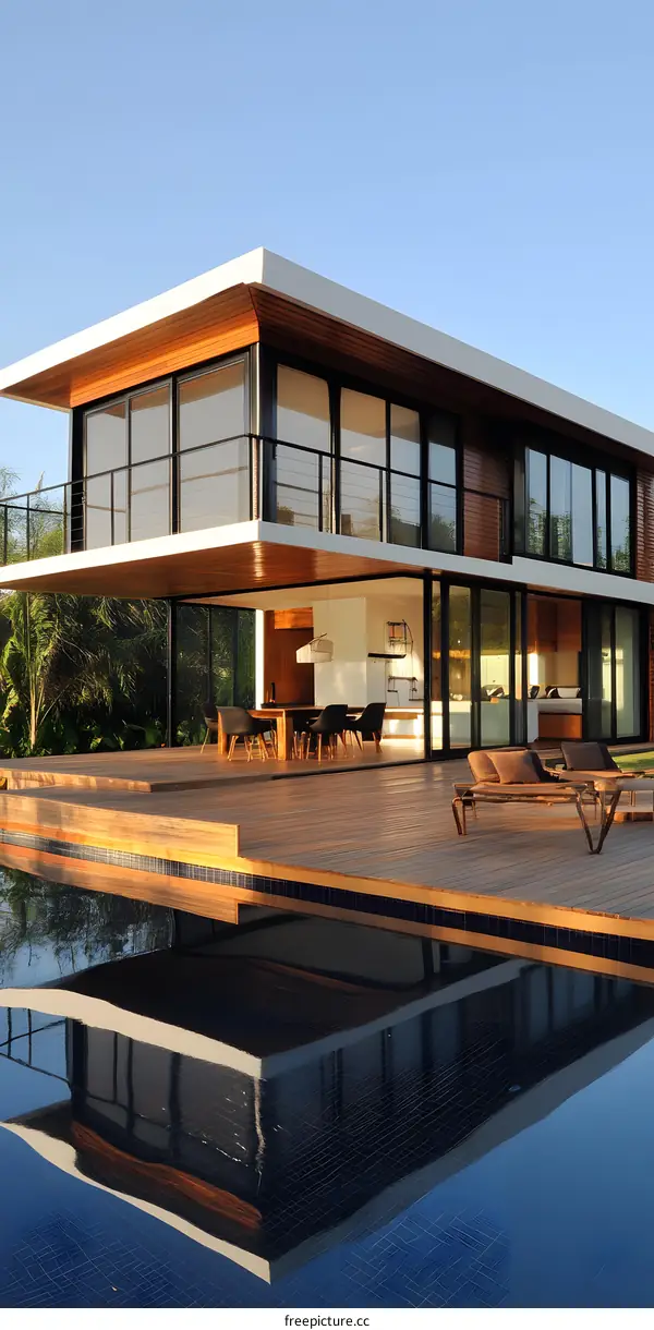 Modern House with Swimming Pool and Deck