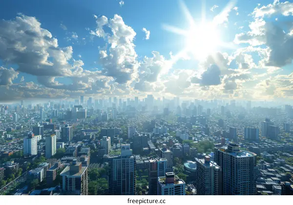 City Skyline Under Sunny Sky