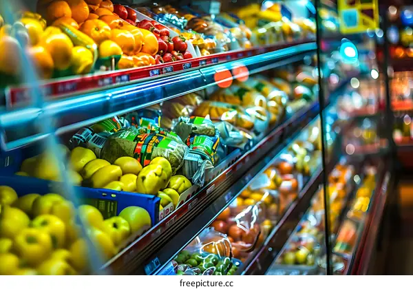 Fresh Produce Displayed in Grocery Store