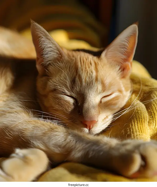 Closeup of a Sleeping Orange Tabby Cat
