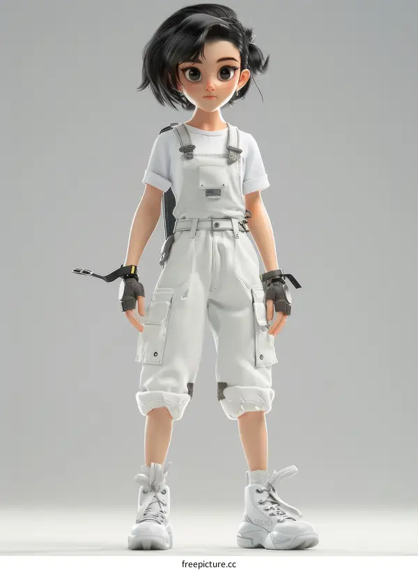 An Illustration of a Girl in a White Outfit