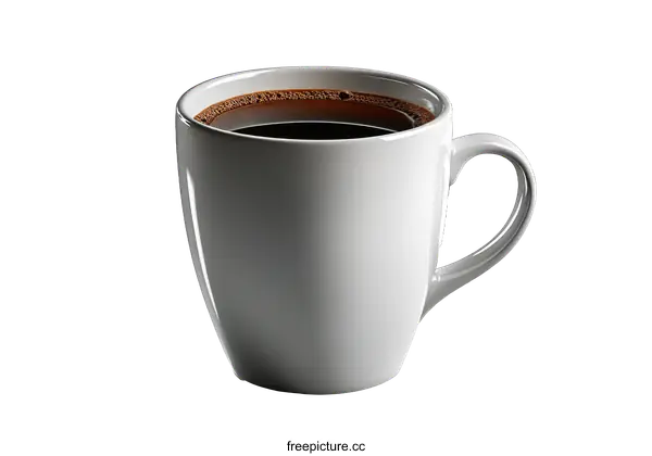 [Transparent Background PNG]White Coffee Mug Filled with Dark Coffee