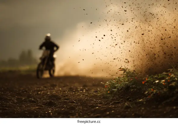 Motocross Rider in a Dusty Field