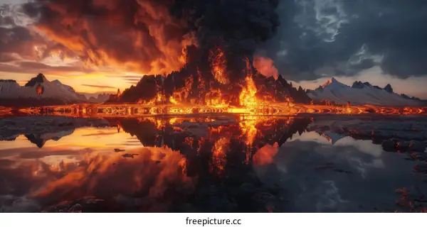 Erupting Fagradalsfjall Volcano in Iceland