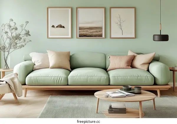 Modern Light Green Living Room Interior Design