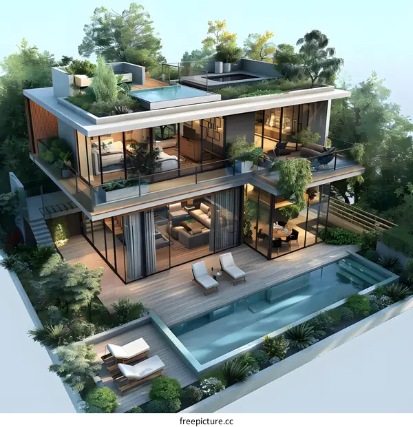 A Modern House with a Pool