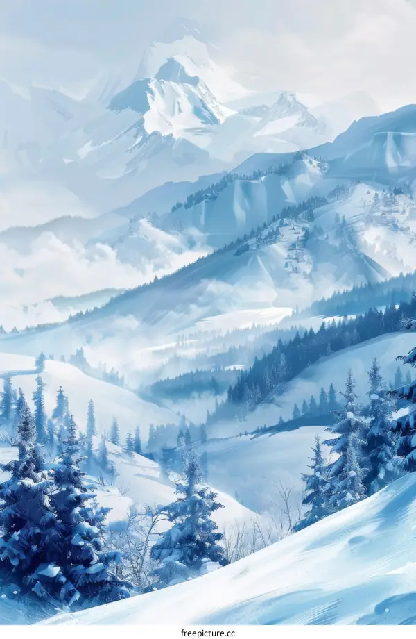 Snow-capped Peaks and Snow-covered Trees