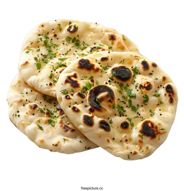 [Transparent Background PNG]Three pieces of naan bread