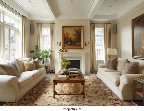 Sophisticated Living Room With Elegant Beige Decor