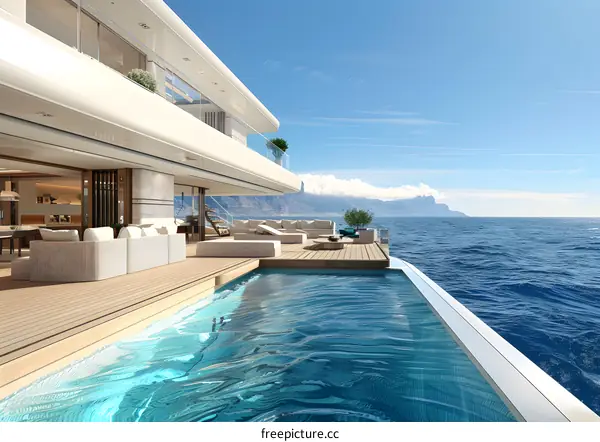 Modern Yacht with Infinity Pool and Ocean View