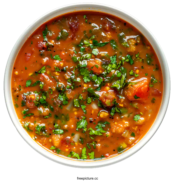 [Transparent Background PNG]Tomato Lentil Soup with Cilantro Garnish