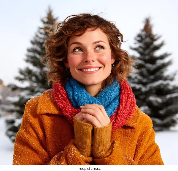 Smiling Woman in Winter Wonderland