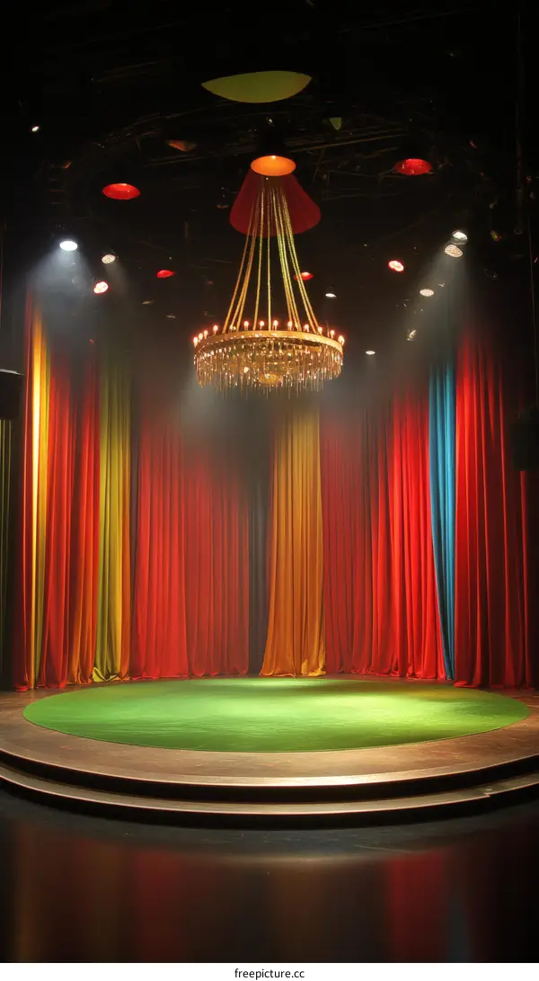 Colorful Stage with Majestic Chandelier