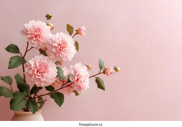 Pink Dahlia Arrangement on a Pastel Background
