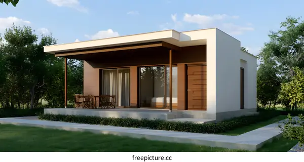 Modern Minimalist House Design With Wooden Facade And Patio