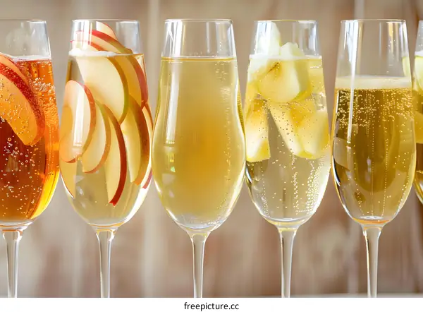 Apple Cider Mimosa Recipe with Champagne and Apple Slices