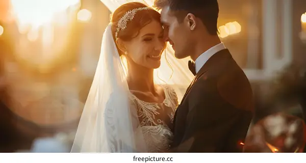 Happy Couple in Love at Sunset