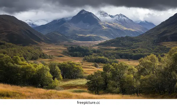 Majestic Mountain Valley Landscape in Autumn