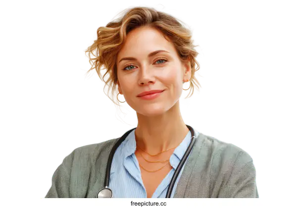 [Transparent Background PNG]Female Doctor Portrait Close Up Studio Shot