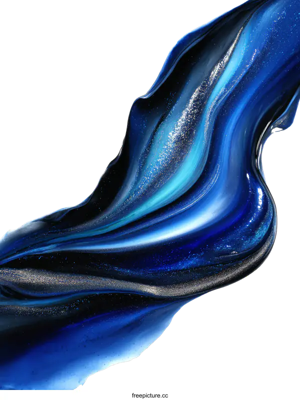 [Transparent Background PNG]Abstract Blue Paint Flowing Art