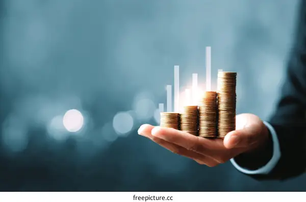 Hand Holding Coins Representing Financial Growth