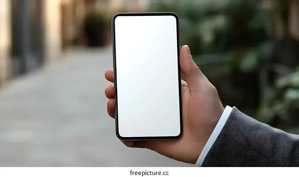 Smartphone Display Mockup in Outdoor Setting