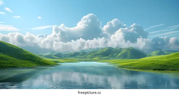 The碧波荡漾的湖光山色