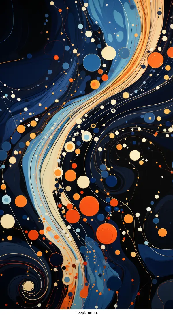 Abstract Colorful Circles and Lines Painting