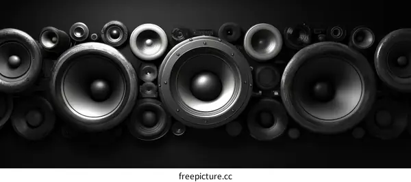 Audio Speaker Collection on a Dark Background