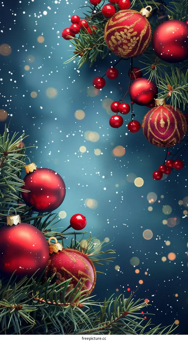 Christmas Decoration with Red Green Ball and Snowflake