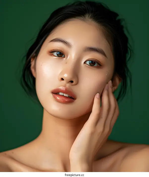 Portrait of a Beautiful Young Asian Woman with Makeup