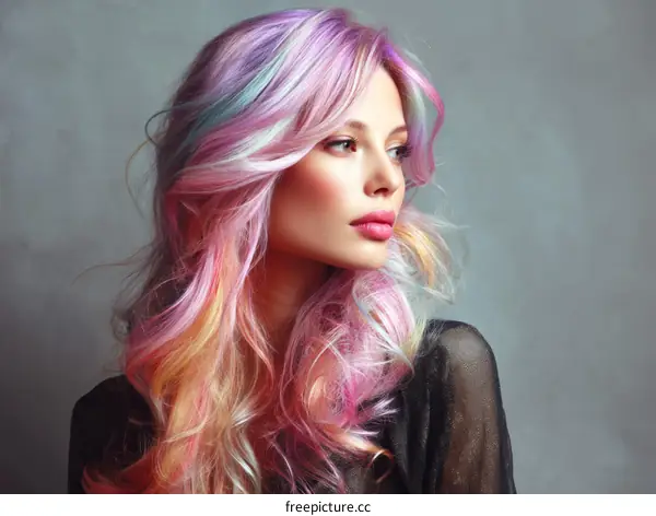 Colorful Hair Style of a Woman