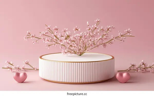 Pink Floral Display on a Modern Pedestal